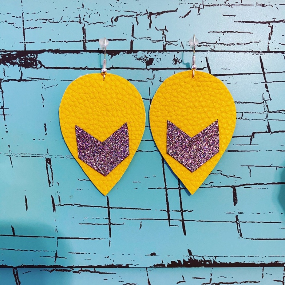 4/$15 Yellow Faux Leather Earrings